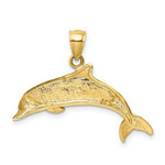 Load image into Gallery viewer, 14K Yellow Gold Imitation Opal Dolphin Pendant