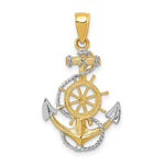 Load image into Gallery viewer, 14K Yellow Gold& Rhodium Anchor w/Rope Pendant