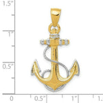 Load image into Gallery viewer, 14K Two-tone Gold Anchor w/Rope Pendant