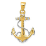 Load image into Gallery viewer, 14K Two-tone Gold Anchor w/Rope Pendant