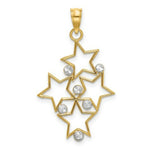 Load image into Gallery viewer, 14K Yellow Gold with White Rhodium Diamond-cut Star Cluster Charm Pendant