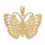 Load image into Gallery viewer, 14K Yellow Gold and Rhodium Diamond-cut Butterfly Pendant