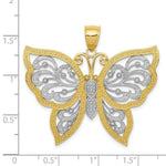 Load image into Gallery viewer, 14K Yellow Gold & Rhodium Diamond-cut Butterfly Pendant