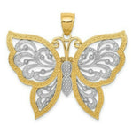 Load image into Gallery viewer, 14K Yellow Gold & Rhodium Diamond-cut Butterfly Pendant