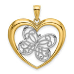 Load image into Gallery viewer, 14K Yellow Gold with White Rhodium Butterfly in Heart Charm Pendant