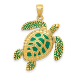 Load image into Gallery viewer, 14K Yellow Gold 3-D Enameled Sea Turtle Pendant