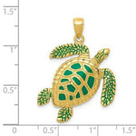 Load image into Gallery viewer, 14K Yellow Gold 3-D Enameled Sea Turtle Pendant