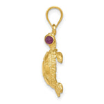 Load image into Gallery viewer, 14K Yellow Gold Turtle with Ruby Eyes Pendant