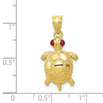 Load image into Gallery viewer, 14K Yellow Gold Turtle with Ruby Eyes Pendant