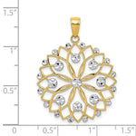 Load image into Gallery viewer, 14K Yellow Gold & Rhodium Diamond-cut Flower Pendant
