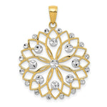 Load image into Gallery viewer, 14K Yellow Gold & Rhodium Diamond-cut Flower Pendant