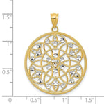 Load image into Gallery viewer, 14K Yellow Gold and Rhodium Diamond-cut Circle Pendant