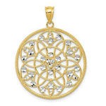 Load image into Gallery viewer, 14K Yellow Gold and Rhodium Diamond-cut Circle Pendant