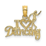 Load image into Gallery viewer, 14K Yellow Gold I Heart Dancing With Dancer Charm Pendant