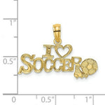 Load image into Gallery viewer, 14K Yellow Gold I Heart Soccer With Soccer Ball Charm Pendant
