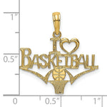 Load image into Gallery viewer, 14K Yellow Gold I Heart Basketball With Ball & Net Charm Pendant