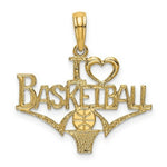 Load image into Gallery viewer, 14K Yellow Gold I Heart Basketball With Ball & Net Charm Pendant