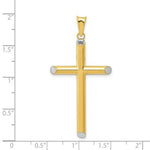 Load image into Gallery viewer, 14K Yellow Gold w/Rhodium 3-D Hollow Cross Pendant 46mm length