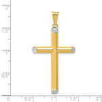 Load image into Gallery viewer, 14K Yellow Gold w/Rhodium 3-D Hollow Cross Pendant 45mm length