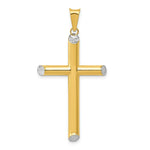 Load image into Gallery viewer, 14K Yellow Gold w/Rhodium 3-D Hollow Cross Pendant 45mm length