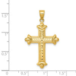 Load image into Gallery viewer, 14K Yellow Gold Reversible Diamond-cut Cross Pendant 39mm length