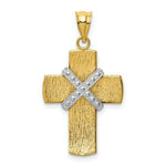 Load image into Gallery viewer, 14K Two-tone Gold Diamond-cut Cross Pendant 33mm length