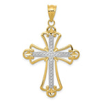 Load image into Gallery viewer, 14K Yellow Gold w/Rhodium Budded Cross Pendant