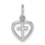 Load image into Gallery viewer, 14K White Gold Cross in Heart Charm 16mm length