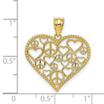 Load image into Gallery viewer, 14K Yellow Gold Heart w/Peace Signs Pendant
