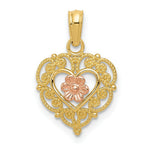 Load image into Gallery viewer, 14K Two-tone Gold Rose Heart Pendant