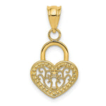 Load image into Gallery viewer, 14K Yellow Gold Filigree Heart Lock Pendant