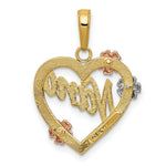Load image into Gallery viewer, 14K Tri-Color Gold Nana in Heart with Flowers Pendant
