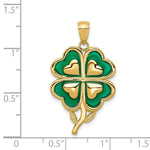 Load image into Gallery viewer, 14K Yellow Gold 4-Leaf Clover Pendant with Green Acrylic Tips