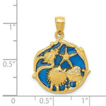 Load image into Gallery viewer, 14K Yellow Gold Blue Stained Glassed Shell Cluster Pendant