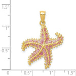 Load image into Gallery viewer, 14K Yellow Gold Pink Enameled StarFish Pendant
