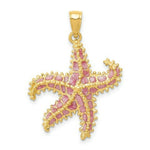 Load image into Gallery viewer, 14K Yellow Gold Pink Enameled StarFish Pendant