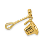 Load image into Gallery viewer, 14K Yellow Gold 3-D Black Enameled Measuring Cup and Whisk Pendant