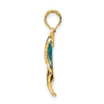 Load image into Gallery viewer, 14K Yellow Gold Aqua Stained Glass Wings Butterfly Pendant with Acrylic
