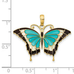 Load image into Gallery viewer, 14K Yellow Gold Aqua Stained Glass Wings Butterfly Pendant with Acrylic