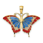 Load image into Gallery viewer, 14K Yellow Gold Blue Stained Glass Wings Butterfly Pendant with Acrylic