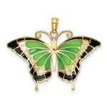 Load image into Gallery viewer, 14K Yellow Gold Green Stained Glass Wings Butterfly Pendant with Acrylic