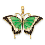 Load image into Gallery viewer, 14K Yellow Gold Green Stained Glass Wings Butterfly Pendant with Acrylic