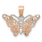 Load image into Gallery viewer, 14K Rose Gold & Rhodium Diamond-cut Butterfly Pendant
