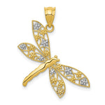 Load image into Gallery viewer, 14K Yellow Gold & Rhodium Filigree Dragonfly Pendant