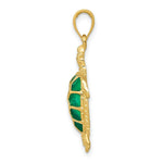 Load image into Gallery viewer, 14K Yellow Gold Green Translucent Acrylic Sea Turtle Pendant