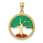 Load image into Gallery viewer, 14K Yellow Gold Enameled Tree of Life Pendant