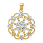 Load image into Gallery viewer, 14K Yellow Gold & Rhodium Starburst Pendant