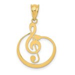 Load image into Gallery viewer, 14K Yellow Gold G Clef Musical Note Pendant