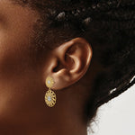 Load image into Gallery viewer, 14K Yellow Gold & Rhodium Diamond-cut Filigree Medallion Drop Post Earrings
