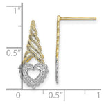 Load image into Gallery viewer, 14K Yellow Gold with Rhodium Heart Yellow Cone Post Earrings